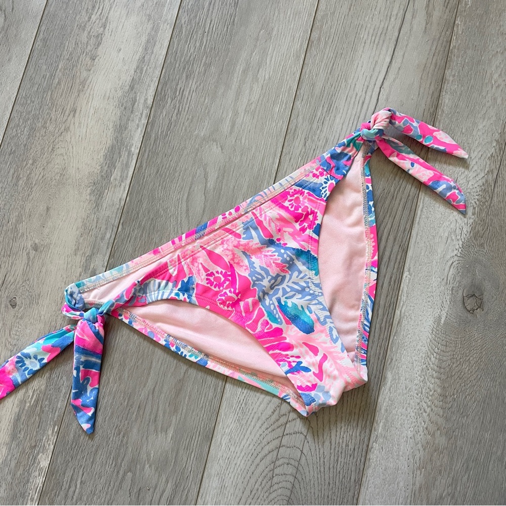 Lilly Pulitzer Bikini Bottoms guava print womens Pink (size 0) side tie swim